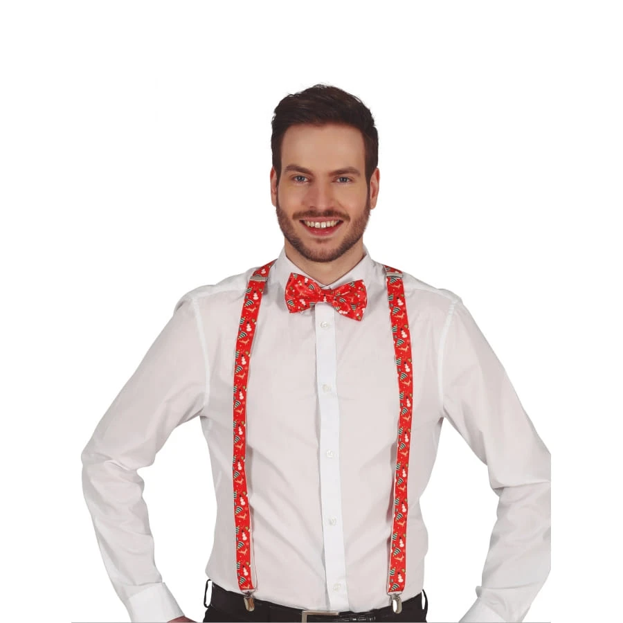 Paire De Bretelles Rouges Aux Motifs De Noël 3 Paire De Bretelles Rouges Aux Motifs De Noël