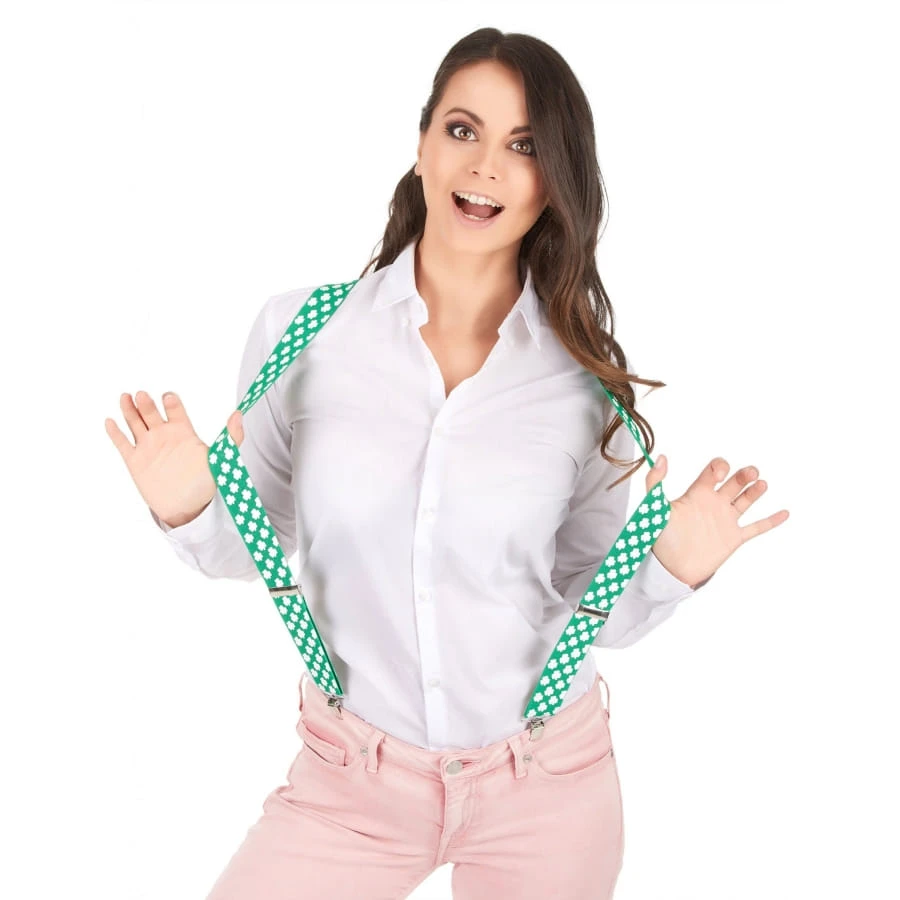 Paire De Bretelles Vertes Et Trèfles Blancs 6 Paire De Bretelles Vertes Et Trèfles Blancs – Image 4