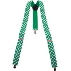 Paire De Bretelles Vertes Et Trèfles Blancs 11 Paire De Bretelles Vertes Et Trèfles Blancs -Boutique De Carnaval D'Halloween Paire de bretelles vertes et trefles blancs 32186