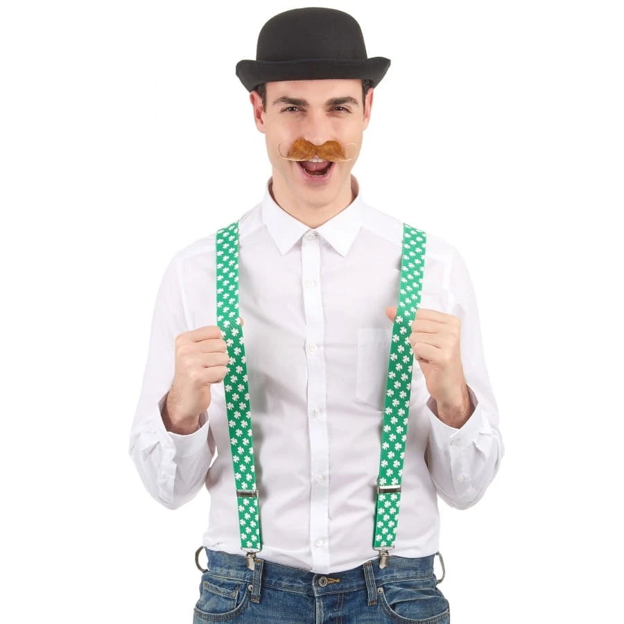 Paire De Bretelles Vertes Et Trèfles Blancs 3 Paire De Bretelles Vertes Et Trèfles Blancs