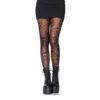 Paire De Collants Résilles Motifs Tête De Mort -Boutique De Carnaval D'Halloween Paire de collants resilles motifs tete de mort