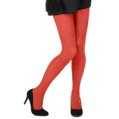 Tenue Robe Courte Rouge De Mère Noel -Boutique De Carnaval D'Halloween Paire de collants rouges pour femme 1