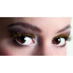 Paire De Faux Cils Noirs Courts Pointes Dorées