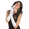 Paire De Gants Longs Blancs Satinés 41cm 2 Paire De Gants Longs Blancs Satinés 41cm -Boutique De Carnaval D'Halloween Paire de gants longs blancs satines 41cm
