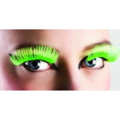Paire De Longs Faux Cils Verts Fluo
