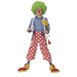 Manteau De Clown Bleu à Pois Blancs Pour Enfant 7 Manteau De Clown Bleu à Pois Blancs Pour Enfant -Boutique De Carnaval D'Halloween Pantalon de clown rouge a pois blancs pour enfant
