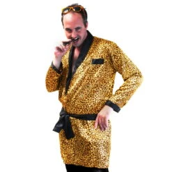 Peignoir Motifs Léopard Satiné Pour Homme -Boutique De Carnaval D'Halloween Peignoir motifs leopard satine pour homme 27179