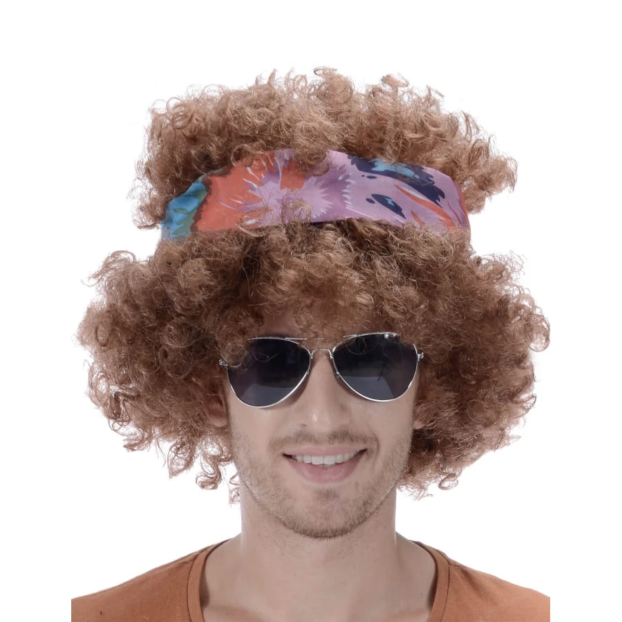 Perruque Afro Châtains Avec Foulard Fleuri 4 Perruque Afro Châtains Avec Foulard Fleuri – Image 2