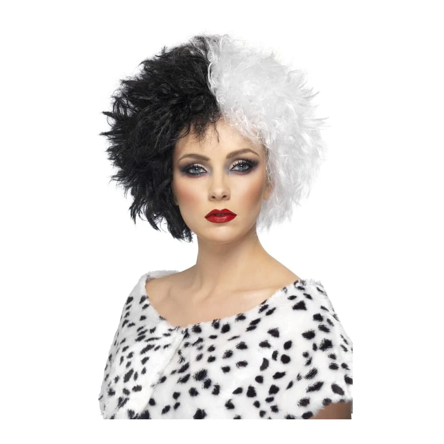 Perruque Bicolore Blanc Noir De Femme Cruelle 3 Perruque Bicolore Blanc Noir De Femme Cruelle