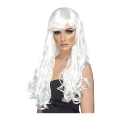 Costume De Reine Des Mers Grande Taille -Boutique De Carnaval D'Halloween Perruque blanche longues boucles