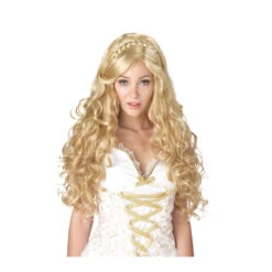 Déguisement Blanc De Déesse Romaine 7 Déguisement Blanc De Déesse Romaine -Boutique De Carnaval D'Halloween Perruque blonde bouclee de deesse 1