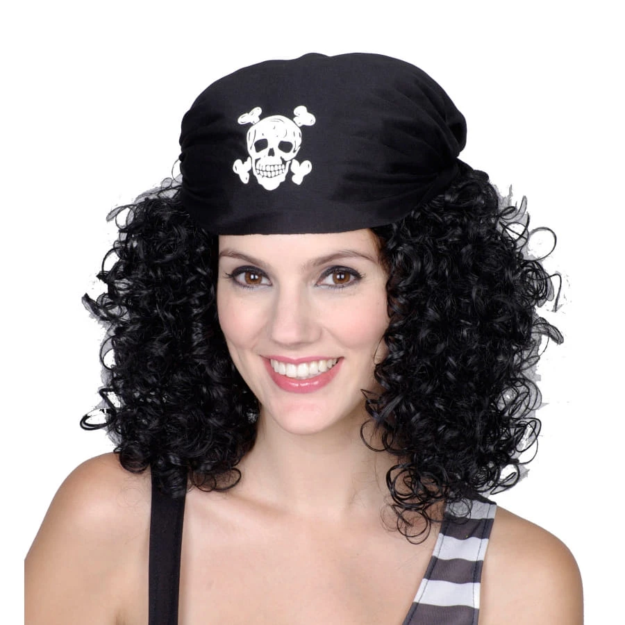 Perruque Bouclée Et Bandana De Pirate Pour Femme 3 Perruque Bouclée Et Bandana De Pirate Pour Femme