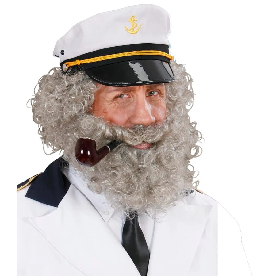 Perruque Bouclee Grise Avec Barbe 4 Perruque Bouclee Grise Avec Barbe – Image 2