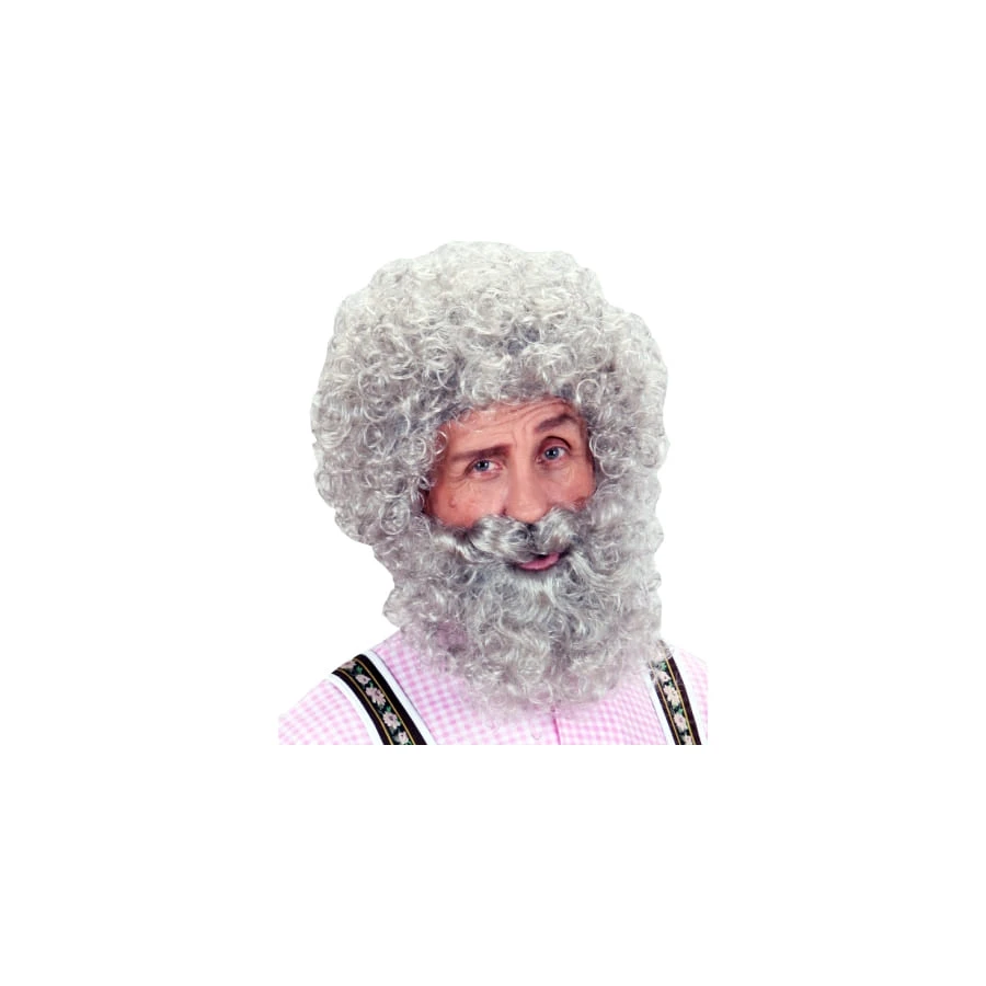 Perruque Bouclee Grise Avec Barbe 3 Perruque Bouclee Grise Avec Barbe