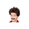 Perruque Brune De Presentateur 70' Avec Moustaches 2 Perruque Brune De Presentateur 70' Avec Moustaches -Boutique De Carnaval D'Halloween Perruque brune de presentateur 70 avec moustaches