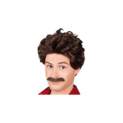 Perruque Brune De Presentateur 70' Avec Moustaches