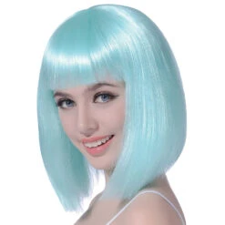 Perruque Carré Bleu Ciel Mi-long Avec Frange -Boutique De Carnaval D'Halloween Perruque carre bleu ciel mi long avec frange 29238