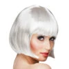 Perruque Carré Court Blanc Avec Frange Droite