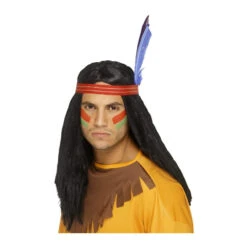 Costume D'amérindien Pour Homme -Boutique De Carnaval D'Halloween Perruque chef indien