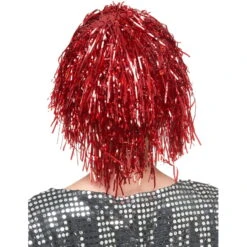Perruque Disco Rouge Métallique -Boutique De Carnaval D'Halloween Perruque disco rouge metallique 16291