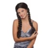 Perruque Noire Avec Double Tresses -Boutique De Carnaval D'Halloween Perruque noire avec double tresses