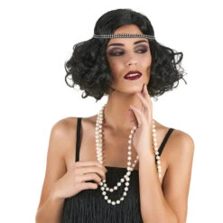 Perruque Noire Coupe Charleston Bouclée