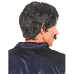 Perruque Noire Courte Disco Pour Homme -Boutique De Carnaval D'Halloween Perruque noire courte disco pour homme 14536