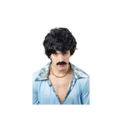 Perruque Noire Courte Disco Pour Homme