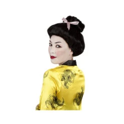 Perruque Noire De Geisha Avec Chignon Et Ruban