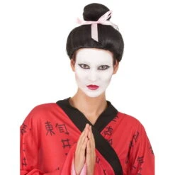 Kimono Rouge Motifs Fleuris Pour Femme -Boutique De Carnaval D'Halloween Perruque noire de geisha pour femme 2