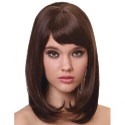 Perruque Noire Lisse Mi-longue, Luxe -Boutique De Carnaval D'Halloween Perruque noire lisse mi longue luxe 29475