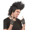 Perruque Punk Crête Noire Unie -Boutique De Carnaval D'Halloween Perruque punk crete noire unie