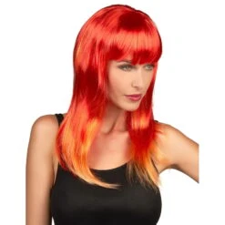 Perruque Rouge Reflets Orange 5 Perruque Rouge Reflets Orange -Boutique De Carnaval D'Halloween Perruque rouge reflets orange 1 39