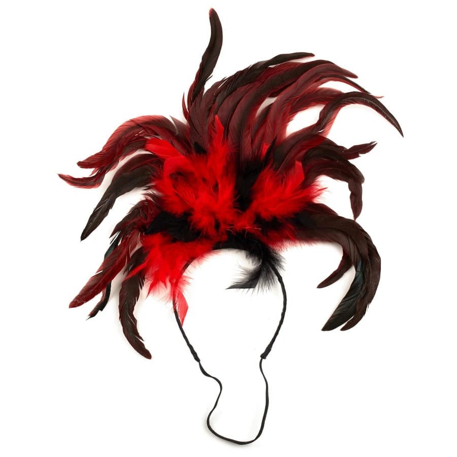 Plumes Cabaret Noire Rouge Sur Serre Tête 4 Plumes Cabaret Noire Rouge Sur Serre Tête – Image 2