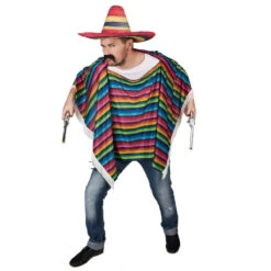 Poncho Multicolore Avec Franges