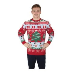 Pull De Noël Rouge Kitsch Avec Sapin, Adulte