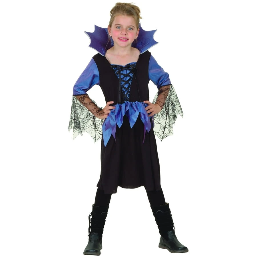 Robe Bleue Noir Manches Araignées Pour Fillette 6 Robe Bleue Noir Manches Araignées Pour Fillette – Image 4