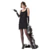 Robe Charleston Noire Courte Avec Franges -Boutique De Carnaval D'Halloween Robe charleston noire courte avec franges