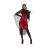 Robe Charleston Rouge De Vampire Avec Cape Noire 1 Robe Charleston Rouge De Vampire Avec Cape Noire -Boutique De Carnaval D'Halloween Robe charleston rouge de vampire avec cape noire