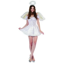 Robe Courte D'ange Blanche Adulte -Boutique De Carnaval D'Halloween Robe courte d ange blanche adulte 27056