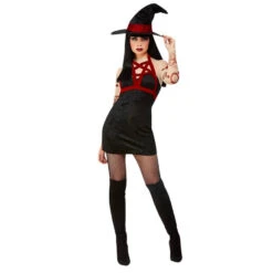 Robe Courte Noire De Sorcière Sexy Satanique -Boutique De Carnaval D'Halloween Robe courte noire de sorciere sexy satanique 15