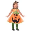 Robe De Citrouille Souriante Pour Petite Fille -Boutique De Carnaval D'Halloween Robe de citrouille souriante pour petite fille