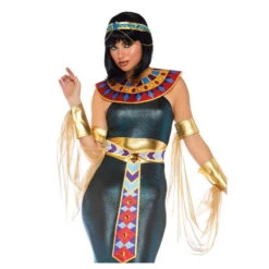 Robe De Cléopâtre Bleue Avec Voile Et Coiffe -Boutique De Carnaval D'Halloween Robe de cleopatre bleue avec voile et coiffe 55497