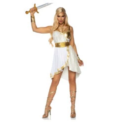 Robe De Déesse Grecque Blanche Et Or Pour Adulte