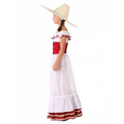 Robe De Mexicaine Pour Enfant, Blanche Et Rouge -Boutique De Carnaval D'Halloween Robe de mexicaine pour enfant blanche et rouge 64094