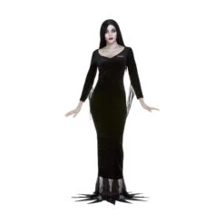 Robe De Morticia Addams Avec Perruque, Pour Femme
