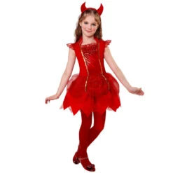 Robe De Petite Diablesse Rouge Avec Cornes