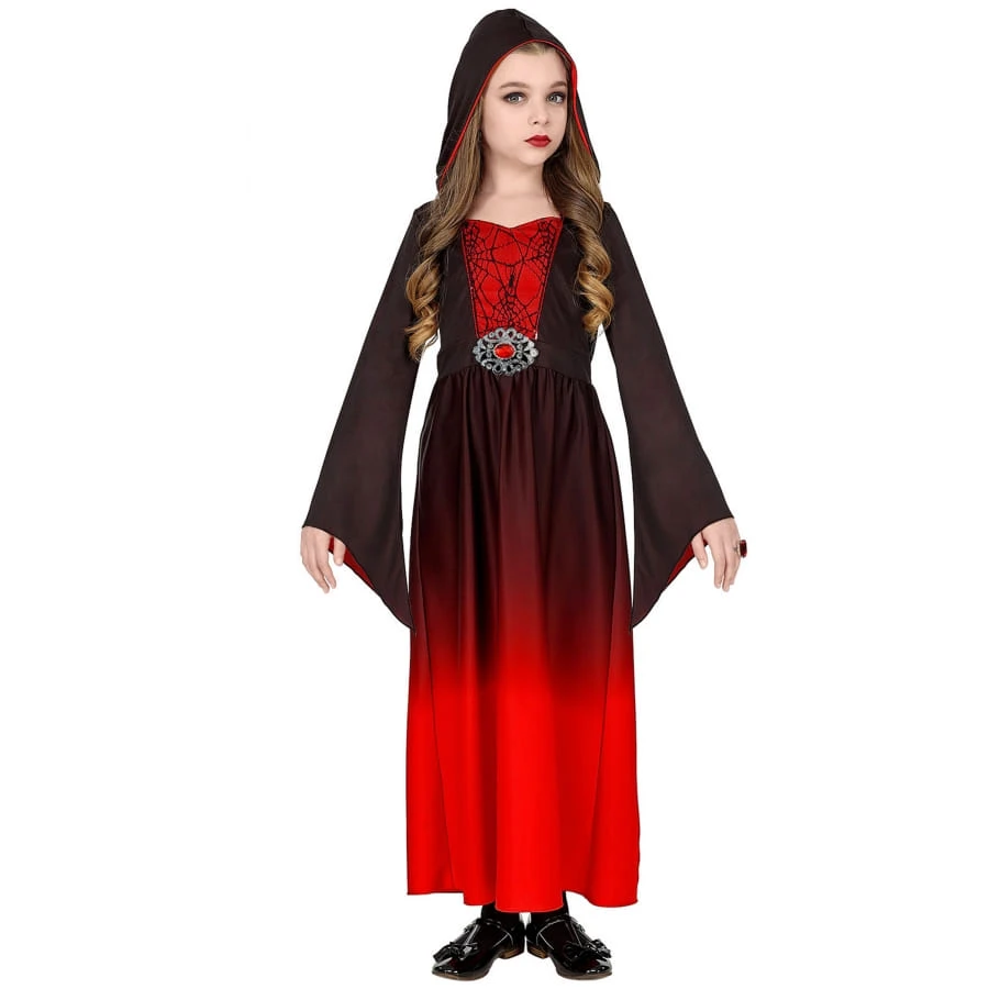 Robe De Petite Vampire Dégradé Rouge Et Noir 4 Robe De Petite Vampire Dégradé Rouge Et Noir – Image 2