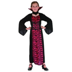 Robe De Petite Vampiresse Imprimé Têtes De Mort -Boutique De Carnaval D'Halloween Robe de petite vampiresse imprime tetes de mort 24418
