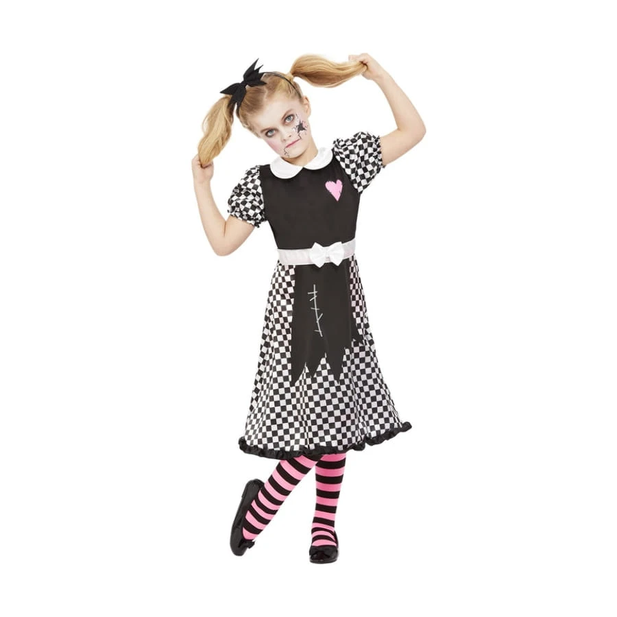 Robe De Poupée Brisée Pour Fille, Noir Et Blanc 4 Robe De Poupée Brisée Pour Fille, Noir Et Blanc – Image 2